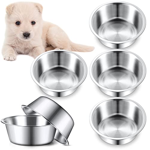Yahenda Ersatz-Hundenäpfe aus Edelstahl, verdicktes Metall, für Reisen, Hundehütte, Futternäpfe, kein Verschütten, für kleine, mittelgroße und große Hunde, spülmaschinenfest (17,5 cm), 6 Stück von Yahenda