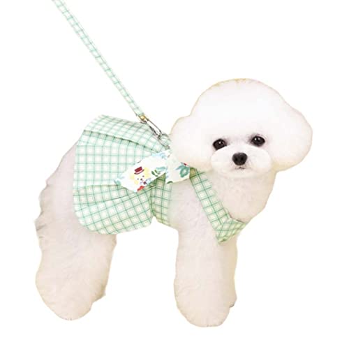 Yahunosu Kariertes Hundekleid, süße Gurt Leinen -Set, Bowknot -Welpenrock, Sommer -Haustierkleidung für kleine mittelgroße Hund - s von Yahunosu