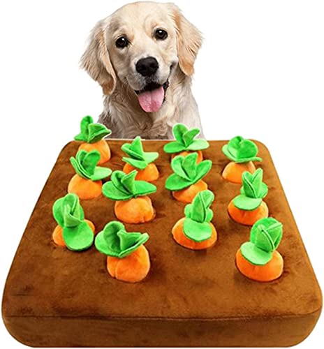 Hundespielzeug aus Plüsch, Karotte, Schnüffelmatte für Hunde, Kauspielzeug für Gemüse, Schnüffelteppich aus Plüsch, Karotte, interaktives Schnüffelspielzeug für Hunde und Katzen von Yajexun