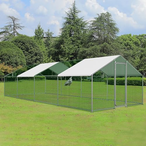 Hühnerstall Aus Metall, Begehbarer Geflügelkäfig mit Wasserdichter Abdeckung, Kaninchengehege für Den Eingang Zum Garten, Hinterhof, Rasen Oder Terrasse(800 * 300 * 200CM) von Yajuer