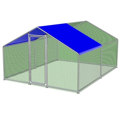 Hühnerstall für Draußen, Hühnerstall Aus Metall mit Wetterfester Abdeckung, Kaninchenstall mit Großem Rahmen, Ideal für Hühner, Kaninchen, Enten(400 * 300 * 200cm) von Yajuer