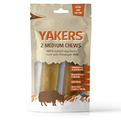 YAKERS Natural Chews für Hunde, Original, Medium (2 Stück) - Natürliche Hundeleckerlis & Occupier Chews - Trockener Himalaya-Kaustab, langlebig und gesund von Yakers