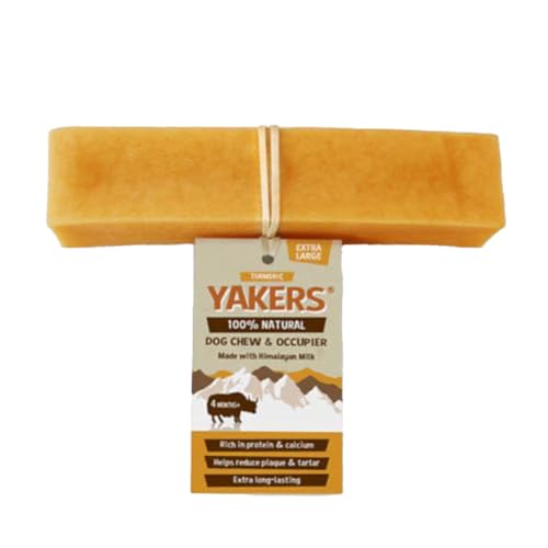 YAKERS Natural Dog Chews, Dry Himalaya Dog Chew Bars - Kurkuma, XL (1 Stück) - Extra langanhaltende Hundeleckerlis & Besatzungskauen, Gesunde Himalaya-Hundekauartikel für Zahngesundheit & Anreicherung von Yakers