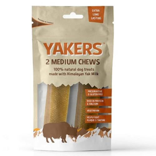 Yakers Hundesnack / Kaustangen, Yakmilch, Medium, 2 Stück. von Yakers