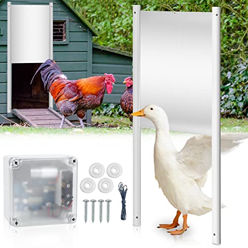 Yakimz Automatische Hühnertür Hühnerklappe mit Zeitschaltuhr & Lichtsensor Türöffner Multi-Modi-hühnerklappe Hühnerstall für Hühnerhaltung Hühner, Kaninchen, Enten von Yakimz