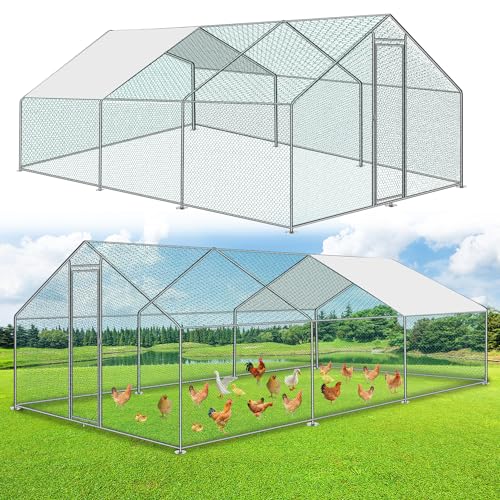 Yakimz Hühnerstall Freilaufgehege 3x6x2m mit Schloss und Tür, Tiergehege Metall 18 m² Hühnerhaus Freigehege Outdoor Geflügelstall, für Hühnerkäfig Kleintiere von Yakimz