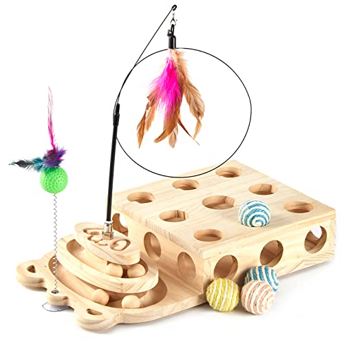 Yang Xin.Style aus Holzkugel, Katzenholzspielzeug mit Drehscheibe/lustigem Katzenstock, interaktives All-in-One-Katzenspielzeug Yang Xin.Style aus Holzkugel, Katzenholzspielzeug mit Drehscheibe/lustigem Katzenstock, interaktives All-in-One-Katzenspielzeug von Yang Xin.Style