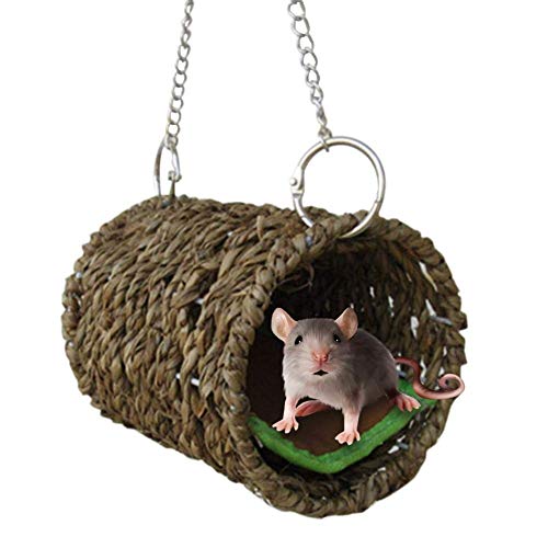 Hängematte Spieltunnel Hängende Bett Spielzeug, Natürliches Seegras Hängematte Spieltunnel Hängende Bett Spielzeughaus für Haustier Ratte Hamster von YangHaoDiSY