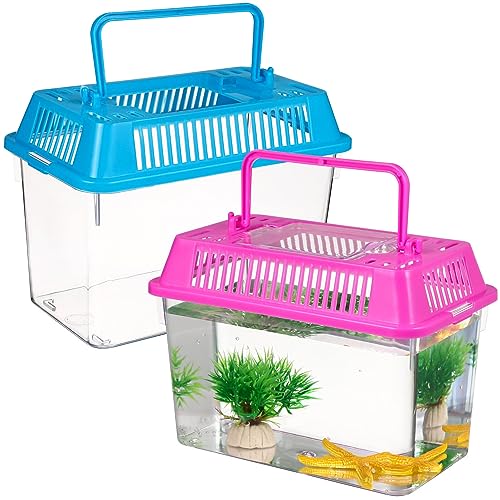 Mini-Fisch-Aquarium, tragbares Aquarium, Mini-Fischbox, transparentes Ausschnitt-Design, Aquarium mit Griff für Schildkröten und Haustierfische von YangHaoDiSY