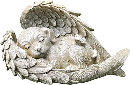 YangHaoDiSY Gedenksteine für Haustiere, Katze, Hund mit Engelsflügeln, Harzstatue für Haustiere, Gedenkgeschenke, Engelsstatue (Hund) von YangHaoDiSY