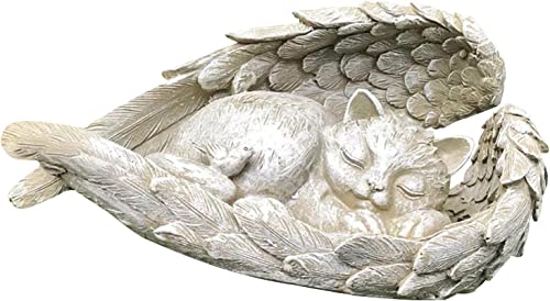 YangHaoDiSY Gedenksteine für Haustiere, Katze, Hund mit Engelsflügeln, Harzstatue für Haustiere, Gedenkgeschenke, Engelsstatue (Katze) von YangHaoDiSY