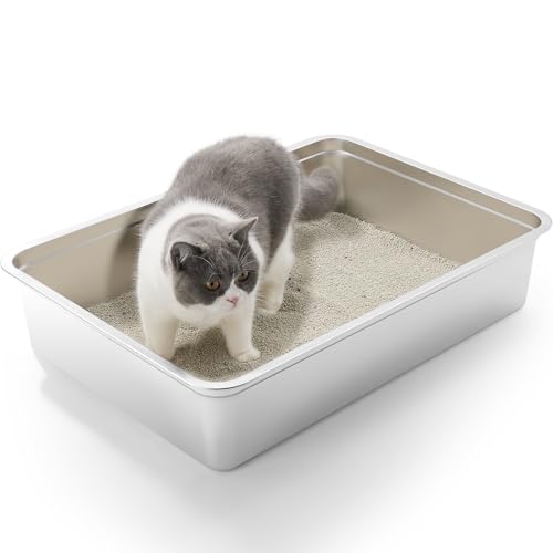 Yangbaga Edelstahl Katzentoilette, Katzenklo in 70x50x15cm, Robuste Katzentoilette, Nicht Leicht Zu Verzerren, Kaninchentoilette, Toilette Für Großes Häschen Und Große Katze (Silber) Yangbaga Edelstahl Katzentoilette, Katzenklo in 70x50x15cm, Robuste Katzentoilette, Nicht Leicht Zu Verzerren, Kaninchentoilette, Toilette Für Großes Häschen Und Große Katze (Silber) von Yangbaga