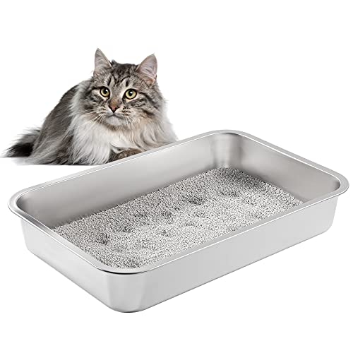 Yangbaga Edelstahl Katzentoilette für Katzen und Kaninchen, Geruchskontrolle Katzenklo in 60*40*10cm, Antihaft leicht zu reinigen, nie verbiegen, rostfrei höhe Seiten rutschfeste Gummifüße (Silber) Yangbaga Edelstahl Katzentoilette für Katzen und Kaninchen, Geruchskontrolle Katzenklo in 60*40*10cm, Antihaft leicht zu reinigen, nie verbiegen, rostfrei höhe Seiten rutschfeste Gummifüße (Silber) von Yangbaga