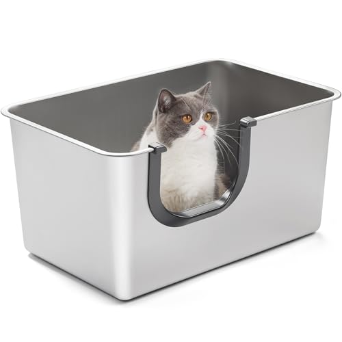 Yangbaga Edelstahl Katzentoilette mit Eingang, Katzenklo offen in 60*40*30cm, Robuste Katzentoilette, Nicht Leicht Zu Verzerren, Kaninchentoilette, Toilette Für Großes Häschen Und Große Katze (Silber) Yangbaga Edelstahl Katzentoilette mit Eingang, Katzenklo offen in 60*40*30cm, Robuste Katzentoilette, Nicht Leicht Zu Verzerren, Kaninchentoilette, Toilette Für Großes Häschen Und Große Katze (Silber) von Yangbaga