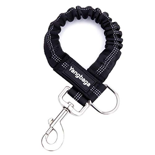 Yangbaga Ruckdämpfer,hundefreundliche Leine, elastische Hunde Leine mit Zugdämpfung, Nylon-Kurzleine Perfekte Dämpfung beim Fahrrad für Hunde ab Kleiner Größe Schwarz (2 * 26cm) von Yangbaga