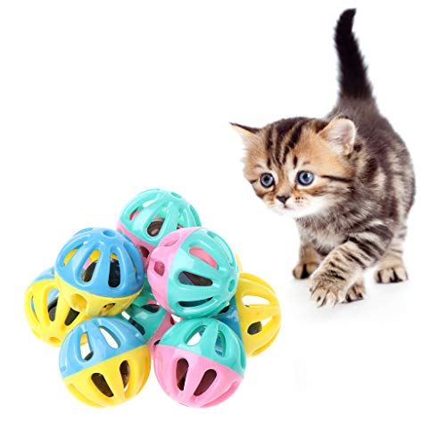Yanhonin 10 Stück Katzenspielzeug – Glocke Hollow Sound Spiele für Tiere Familien Kitten Kunststoff Rassel interaktiv von Yanhonin