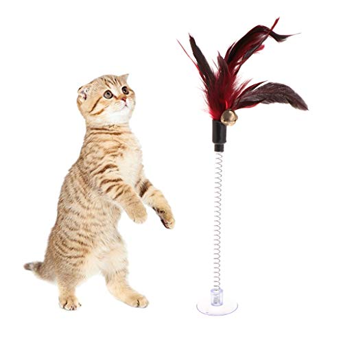 Yanhonin Katzenspielzeug, bunt, Ball Federn, Stab mit Saugnapf, Teaser für Haustiere, lustig, Stäbe, interaktive Glocke von Yanhonin