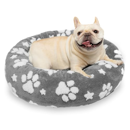 Yaning Donut-Hundebett für kleine Hunde, beruhigendes, rundes Katzenbett für Hauskatzen, niedliches 3D-Struktur-Poten-Haustierbett mit abnehmbarem, waschbarem Bezug und rutschfester Unterseite, Grau, Yaning Donut-Hundebett für kleine Hunde, beruhigendes, rundes Katzenbett für Hauskatzen, niedliches 3D-Struktur-Poten-Haustierbett mit abnehmbarem, waschbarem Bezug und rutschfester Unterseite, Grau, von Yaning