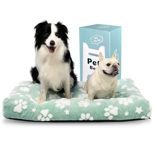 Yaning Hundebetten für extra große Hunde, niedliches dickes Hundebett für Hundehütte, flauschiges Haustierbett mit abnehmbarem, waschbarem Bezug und rutschfester Unterseite, 104,1 x 71,1 cm, grüne von Yaning