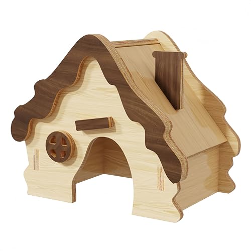 YankMooM Hamsterhaus aus Holz, Spielspielzeug, Kleintiere, Holzversteck abnehmbar und zusammengebaut für Hamster und andere kleine Haustiere (Türgröße: 6 x 6,5 cm) von YankMooM