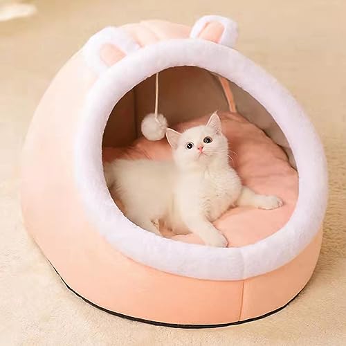 Beruhigendes Katzenhaus für Hauskatzen, waschbar, kleines Hundebett mit wasserdichter Unterseite, rutschfeste Haustiermatte, gemütliches Kätzchen-Welpenbett von Yanman