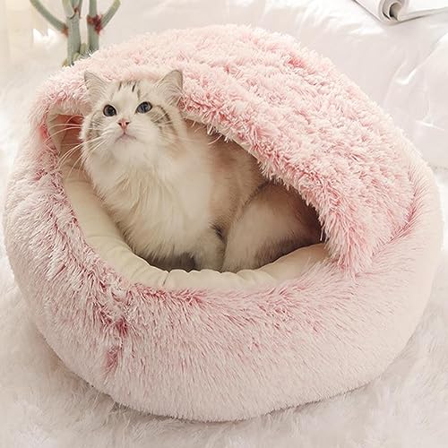 Halb geschlossenes rundes Hundebett, Hund Katze Schlafbett, flauschig, bequem, wärmend, Katzenhöhle Betten, maschinenwaschbar, Haustierbett mit rutschfester Unterseite Halb geschlossenes rundes Hundebett, Hund Katze Schlafbett, flauschig, bequem, wärmend, Katzenhöhle Betten, maschinenwaschbar, Haustierbett mit rutschfester Unterseite von Yanman