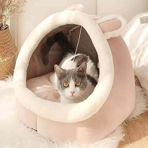 Halbgeschlossenes Katzenbett, weiches gemütliches Plüsch-Hundebett für kleine Hunde und Katzen, warm, schönes Katzenhöhlenbett mit rutschfester Unterseite, Eierschaum, waschbares Haustierbett Halbgeschlossenes Katzenbett, weiches gemütliches Plüsch-Hundebett für kleine Hunde und Katzen, warm, schönes Katzenhöhlenbett mit rutschfester Unterseite, Eierschaum, waschbares Haustierbett von Yanman