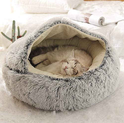 Haustier-Zelt Höhle Bett für Katzen Welpen, flauschig warmes Katzen-Schlafkissen, Indoor-Katzenbett, rutschfest, maschinenwaschbar, M-50 cm von Yanman