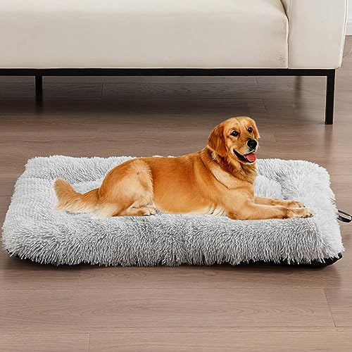 Langes Plüsch-Hunde- und Katzenbett, waschbar, feuchtigkeitsbeständig, Haustierkissen mit rutschfester Unterseite, beruhigende Haustiermatratze für Hundebox Langes Plüsch-Hunde- und Katzenbett, waschbar, feuchtigkeitsbeständig, Haustierkissen mit rutschfester Unterseite, beruhigende Haustiermatratze für Hundebox von Yanman