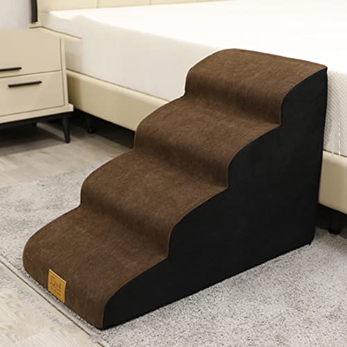 Yanman 4 Stufen Hundetreppe Sofa Hochbett Haustier Treppe Waschbar Bezug Anti-Rutsch Haustier Stufen, 40 x 74 x 52 cm Große Haustiertreppe Tragbare Welpe Kätzchen Treppe von Yanman