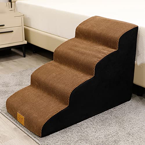 Yanman 4 Stufen Hundetreppe Sofa Hochbett Haustier Treppe Waschbar Bezug Anti-Rutsch Haustier Stufen, 40 x 74 x 52 cm Große Haustiertreppe Tragbare Welpe Kätzchen Treppe von Yanman