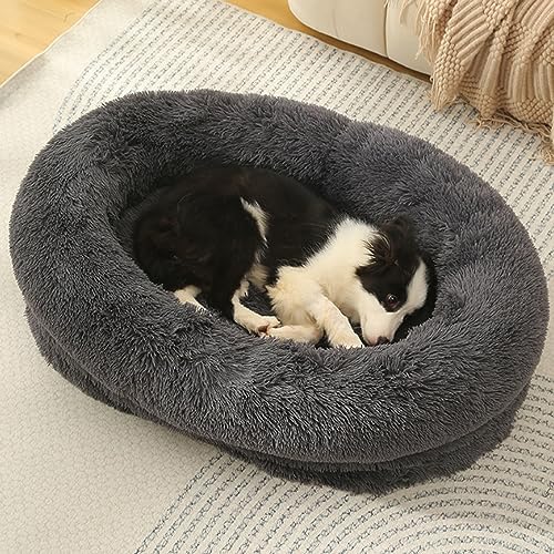 Yanman Hundebett für große, mittelgroße Hunde, abnehmbare Hundebettmatte mit rutschfester Unterseite, Anti-Angst, maschinenwaschbar, super warm, flauschig, Plüsch-Haustierbett für Hunde von Yanman