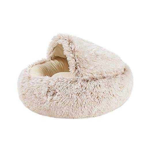 Yanman Katzenhöhle Katzen Haus Katzenbett Haustier Flauschig Tierbett Bett Pet Nest Schlafsack 2 in 1 Faltbar Katzenkissen in Doughnut-Form für Katzen und Klein Hunde von Yanman