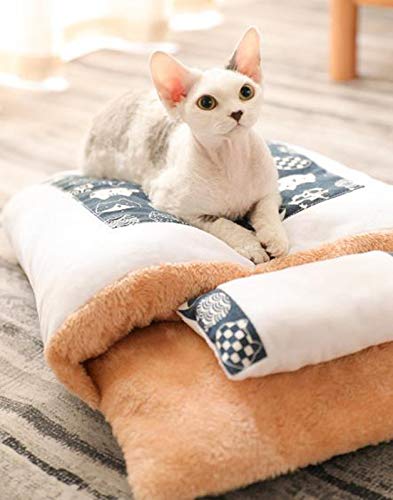 Yanman Katzenschlafsack Flauschig Warm Katzenbet, Geschlossen Abnehmbare Waschbare Katzenhöhle Winter Katzenmatte für Katzen Hunde von Yanman