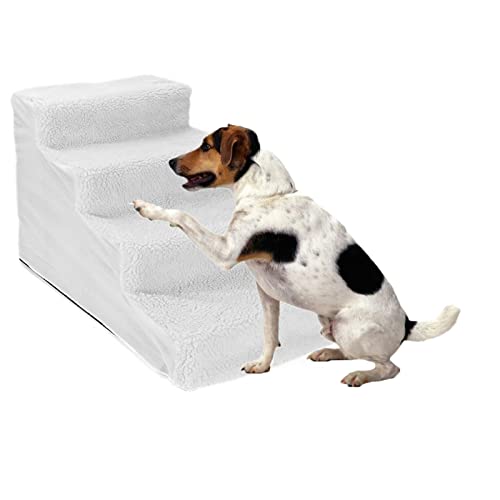 Yanman Langlebige Hundetreppe Faltbare Abnehmbare Haustiertreppe Tragbare Haustiertreppe Leiter 4 Stufen Haustierleiter Indoor Outdoor Hunde Katzentreppe Einfaches Klettern von Yanman