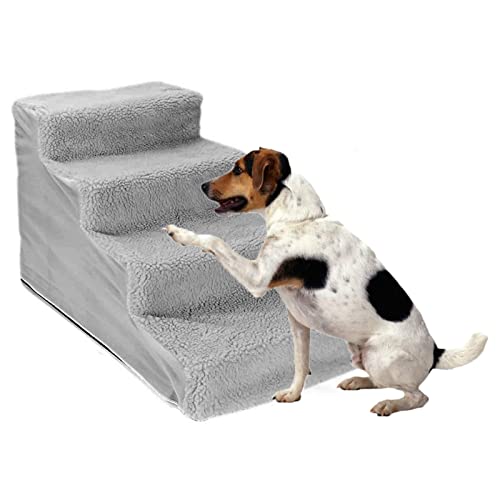 Yanman Langlebige Hundetreppe Faltbare Abnehmbare Haustiertreppe Tragbare Haustiertreppe Leiter 4 Stufen Haustierleiter Indoor Outdoor Hunde Katzentreppe Einfaches Klettern von Yanman