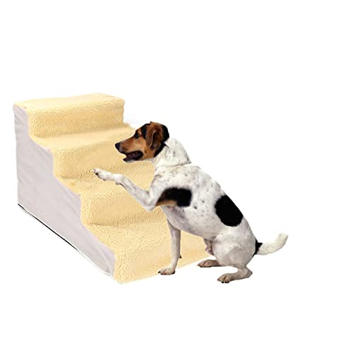 Yanman Langlebige Hundetreppe Faltbare Abnehmbare Haustiertreppe Tragbare Haustiertreppe Leiter 4 Stufen Haustierleiter Indoor Outdoor Hunde Katzentreppe Einfaches Klettern von Yanman