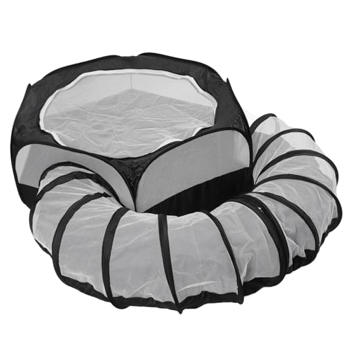 Laufstall für Kleintiere, Design mit Reißverschluss, Wasserdichter, Atmungsaktiver Stoff, Faltbar, Tragbar, für Hunde, Katzen, Kaninchen, Meerschweinchen mit Tunnel, Geeignet für von Yanmis