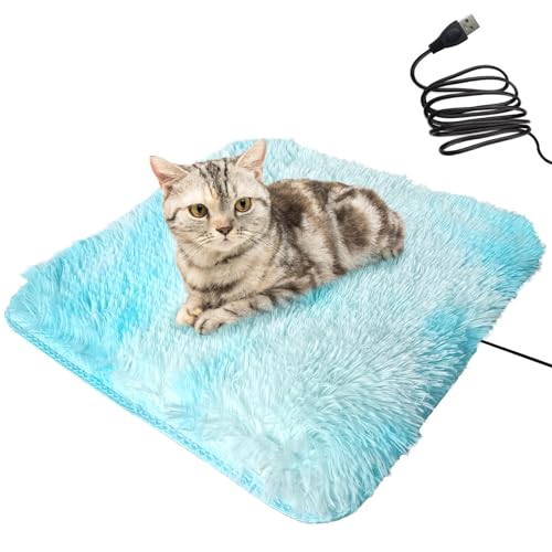 Yanmucy Haustier-Heizkissen für Welpen, kleines thermostatisches Katzenbett, elektrisches Heizkissen, Haustier-Wärmematte, Hundekissen, Kätzchenbett, für den Innenbereich (blau) von Yanmucy