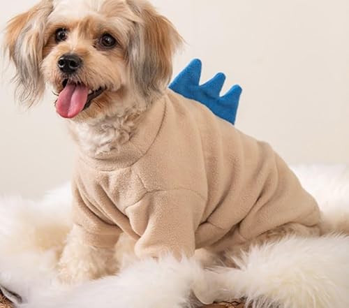 Yanmucy Hundepullover aus warmem Fleece, Dinosaurierform, Wintermantel, weiches Sweatshirt, Kleidung für kleine, mittelgroße und große Hunde und Katzen (Begie, L) von Yanmucy