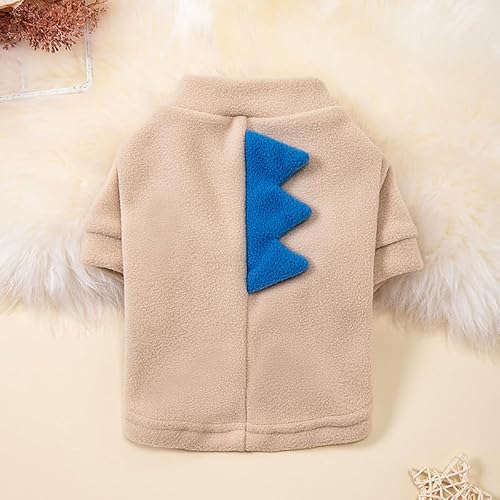 Yanmucy Hundepullover aus warmem Fleece, Dinosaurierform, Wintermantel, weiches Sweatshirt, Kleidung für kleine, mittelgroße und große Hunde und Katzen (Begie, S) von Yanmucy