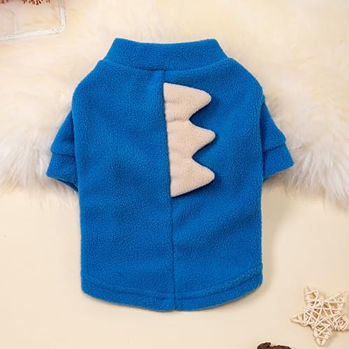 Yanmucy Hundepullover aus warmem Fleece, Dinosaurierform, Wintermantel, weiches Sweatshirt, Kleidung für kleine, mittelgroße und große Hunde und Katzen (Blau, S) von Yanmucy