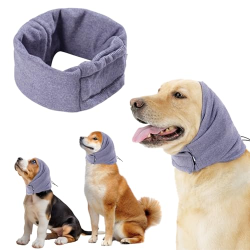 Yanmucy Gehörschutz für Hund - Einstellbare Klettverschluss Ohrenwärmer für Angst Relief, Haustier Snood Ohrenschutz, Hals und Ohren Wärmer für die Reduzierung von Lärm von Yanmucy