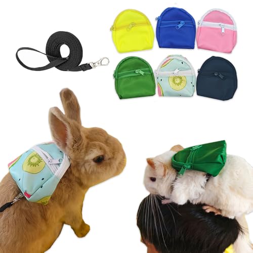 Yanmucy Kaninchengeschirr und Leine, Set mit Tasche, verstellbare Kaninchenleine, wasserdicht, Frettchengeschirr für Kleintiere, Ratten, Kaninchen, Spazierengehen (Gelb) von Yanmucy