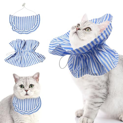 Yanmucy Katzenhalsband mit Bandana, verstellbar, für Hunde, Katzen, Kegel, Bandana, weiches Halsband nach Operationen, Genesung, Katzen-Donut-Halsbänder für Kätzchen, kleine Hunde, Katzen, Welpen von Yanmucy