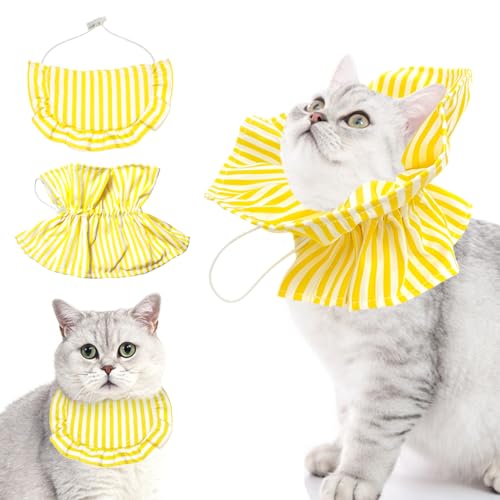Yanmucy Katzenhalsband mit Halstuch, verstellbar, für Hunde und Katzen, weiches Halsband nach Operationen, Genesung, Katzen-Donut-Halsbänder für Kätzchen, kleine Hunde, Katzen, Welpen, gestreift, Gelb Yanmucy Katzenhalsband mit Halstuch, verstellbar, für Hunde und Katzen, weiches Halsband nach Operationen, Genesung, Katzen-Donut-Halsbänder für Kätzchen, kleine Hunde, Katzen, Welpen, gestreift, Gelb von Yanmucy