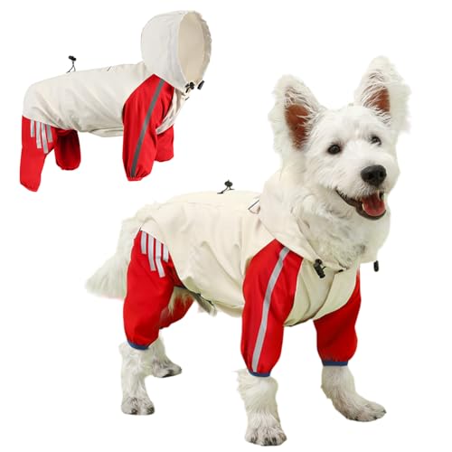 Yanmucy Regenmantel für Hunde, wasserdicht, mit Beinen, verstellbarer Kordelzug, für Welpen, wasserdichter Mantel mit Geschirrloch, reflektierenden Streifen, Kapuzenjacke für kleine, mittelgroße Yanmucy Regenmantel für Hunde, wasserdicht, mit Beinen, verstellbarer Kordelzug, für Welpen, wasserdichter Mantel mit Geschirrloch, reflektierenden Streifen, Kapuzenjacke für kleine, mittelgroße von Yanmucy