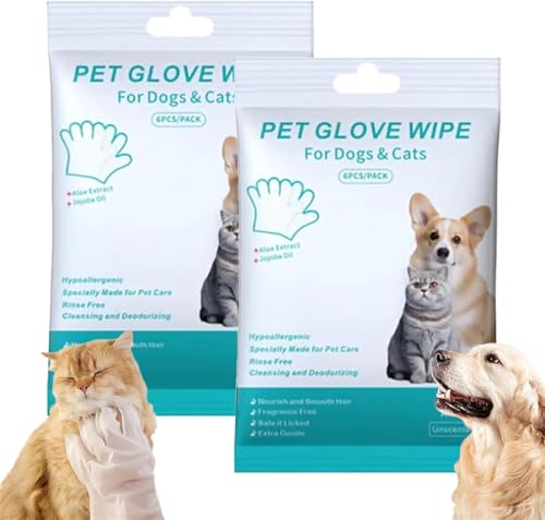 Yanobia Gettoreach Rinse-Free Dog Shampoo Mitts - Hypoallergenic Pet Bath Wipes,Fragrance-Free Cleaning Grooming Gloves for Dogs & Cats Daily Care and Traveling (1) von Yanobia