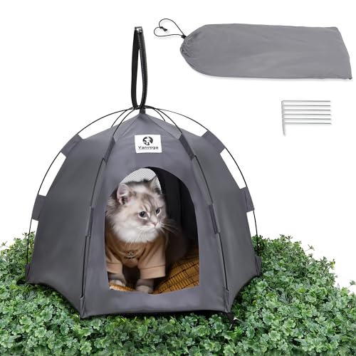 Yanvega Katzenzelt, Hundehaus, Outdoor-Haustierbedarf, graues Katzenzelt für den Innenbereich, 59,9 x 60,9 x 42,7 cm, Hundezelt, Bett für kleine Hunde, Pop-Up-Katzenbett, Höhle, Haustierbox mit 6 Yanvega Katzenzelt, Hundehaus, Outdoor-Haustierbedarf, graues Katzenzelt für den Innenbereich, 59,9 x 60,9 x 42,7 cm, Hundezelt, Bett für kleine Hunde, Pop-Up-Katzenbett, Höhle, Haustierbox mit 6 von Yanvega