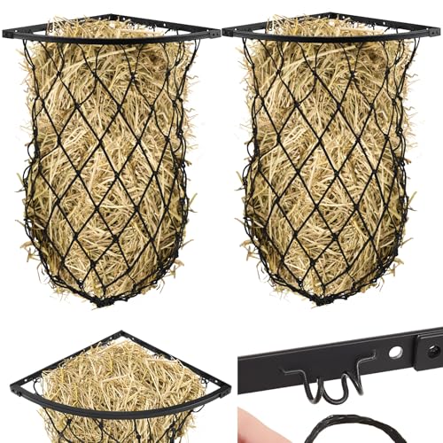 Yaocom 2 Set Wand Heu Feeder mit Netz Ecke Heuraufe Schwarz Ecke Heu Futterspender Rahmen mit Langsamer Fütterung Heunetz für Pferde Ziege Yaocom 2 Set Wand Heu Feeder mit Netz Ecke Heuraufe Schwarz Ecke Heu Futterspender Rahmen mit Langsamer Fütterung Heunetz für Pferde Ziege von Yaocom